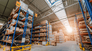 Organized warehouse storage aisles